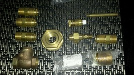 (11) BRASS FITTINGS 125WSP SWING GATE CHECKS NIPPLES HOSE BARBS NEW USED... - $25.13