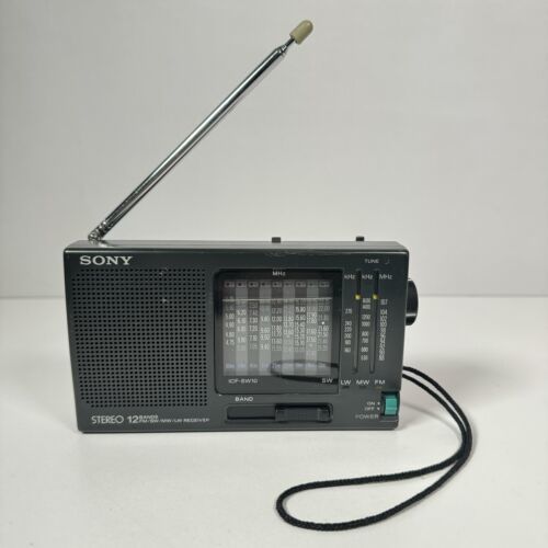 Sony ICF-SW10 12 Band Worldwide Stereo Receiver LW/MW/FM/SW Tested Works Vtg - £77.57 GBP