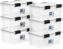 Iris Usa Weatherpro 19 Qt Storage Bins With Lids, 6 Pack, Bpa-Free, Clea... - £90.51 GBP