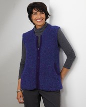 Smithsonian Iris Blue Zip Alpine Alpaca Vest Handmade Small - $149.99