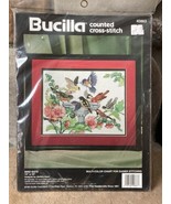 Vintage BUCILLA Cross Stitch Kit BIRD BATH #40863 Barbara Baatz 13”x 10”... - £17.15 GBP