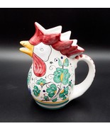 Ceramic Rooster Pitcher Made in Italy Hand Painted Pour Spout 8 Inches A.D. - £13.51 GBP