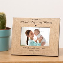 Personalised Gift For Mum First Mother&#39;s Day Wooden Photo Frame 6 x 4 Gift For M - £11.54 GBP