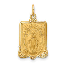 14K Solid Polished/Satin Rectangle Framed Miraculous Medal XR1746 - $392.09