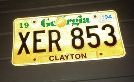 Vintage 1994 Georgia License Plate Tag CLAYTON XER 853  Man Cave - $184.69 MXN
