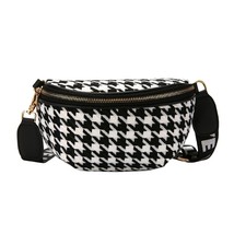 Portable Sport Zipper Waist Pa Women Fashion  Plaid Pattern Design Chest Bag Vin - £14.79 GBP