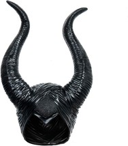 Black Long Halloween Costume Queen Horns Hat Headband Deluxe Magic Witch Headpie - £19.82 GBP