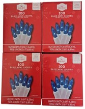 Holiday Time - 100 Blue Mini Lights - White Wire Lot Of 4 Boxes New - $39.56