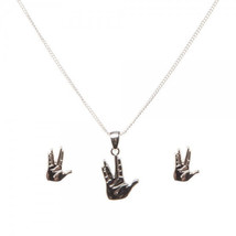 Star Trek Vulcan Salute Insignia Jewelry Set Necklace And Earrings, NEW ... - $22.13