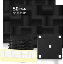 50 Pack Acoustic Foam Panels 12 X 12 X 1 Inches, Sound Proof, Black, 50 Pack - £38.44 GBP