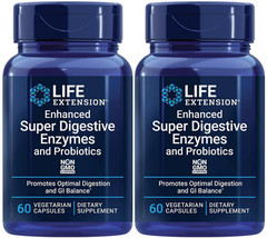 Enhanced Super Digestive Enzymes And Probiotics 2 Bottles 120 Cap Life Extension - £33.21 GBP