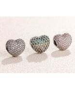100% 925 Sterling Silver Pave Open My Heart Clip Charm With CZ Clip Charm - $25.79 CAD+