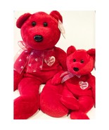 Secret the Valentine Bear Ty Beanie Baby &amp; Buddy Set MWMT Collectible Pl... - £19.61 GBP