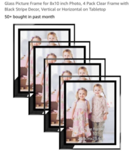 Glass Picture Frame for 8x10 inch Photo, 4 Pack Clear Frame with Black S... - $17.70