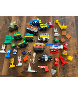 Lot of Fisher Price GeoTrax 40+ Pieces Push Cars Trucks Trains People Si... - €42,14 EUR