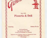 Giovanni&#39;s Pizzeria &amp; Deli Menu South Brazos San Antonio Texas  - £14.31 GBP