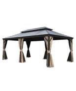 12&#39;x20&#39; Hardtop Metal Gazebo | Dual-Layer Roof, Curtains, Netting - $3,129.58 CAD