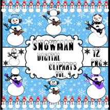 Snowman Vol. 4-Digital Clipart,Christmas,Craft,Snow,Scarf,Hat,Gift Card,Gift Tag - £0.99 GBP