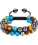 Triple Protection Bracelet,Obsidian Hematite Tiger Eye Bracelet Beaded B... - £14.36 GBP