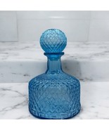 Vintage MCM Light Blue Diamond Pattern W/ Greek Design Glass Decanter - $1,020.89 MXN