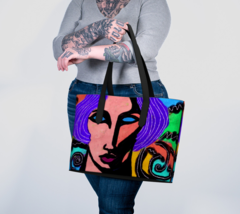 Unique Abstract Art Oversize Vegan Leather Shoulder Bag Handbag Purse Tote Bag - £76.79 GBP