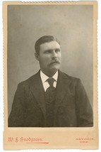 Circa 1890&#39;S Stunning Cabinet Card Handsome Man Mustache Wf Snodgrass Astoria Or - £9.55 GBP