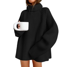 Women&#39;S 2023 Winter Sweaters Oversized Turtleneck Long Sleeve Chunky Knitted Tun - £69.53 GBP