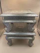 2 Vintage Anglo-Indian Silver Color Metal Clad Stools/Small Side Table H... - $125.00