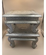 2 Vintage Anglo-Indian Silver Color Metal Clad Stools/Small Side Table H... - $2,343.37 MXN