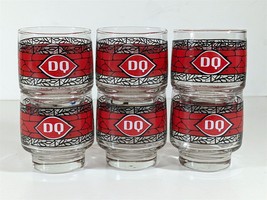 Dairy Queen Vintage Set of 6 Mosaic Pedestal Rocks Glasses 9 oz Made by Libbey - £32.14 GBP
