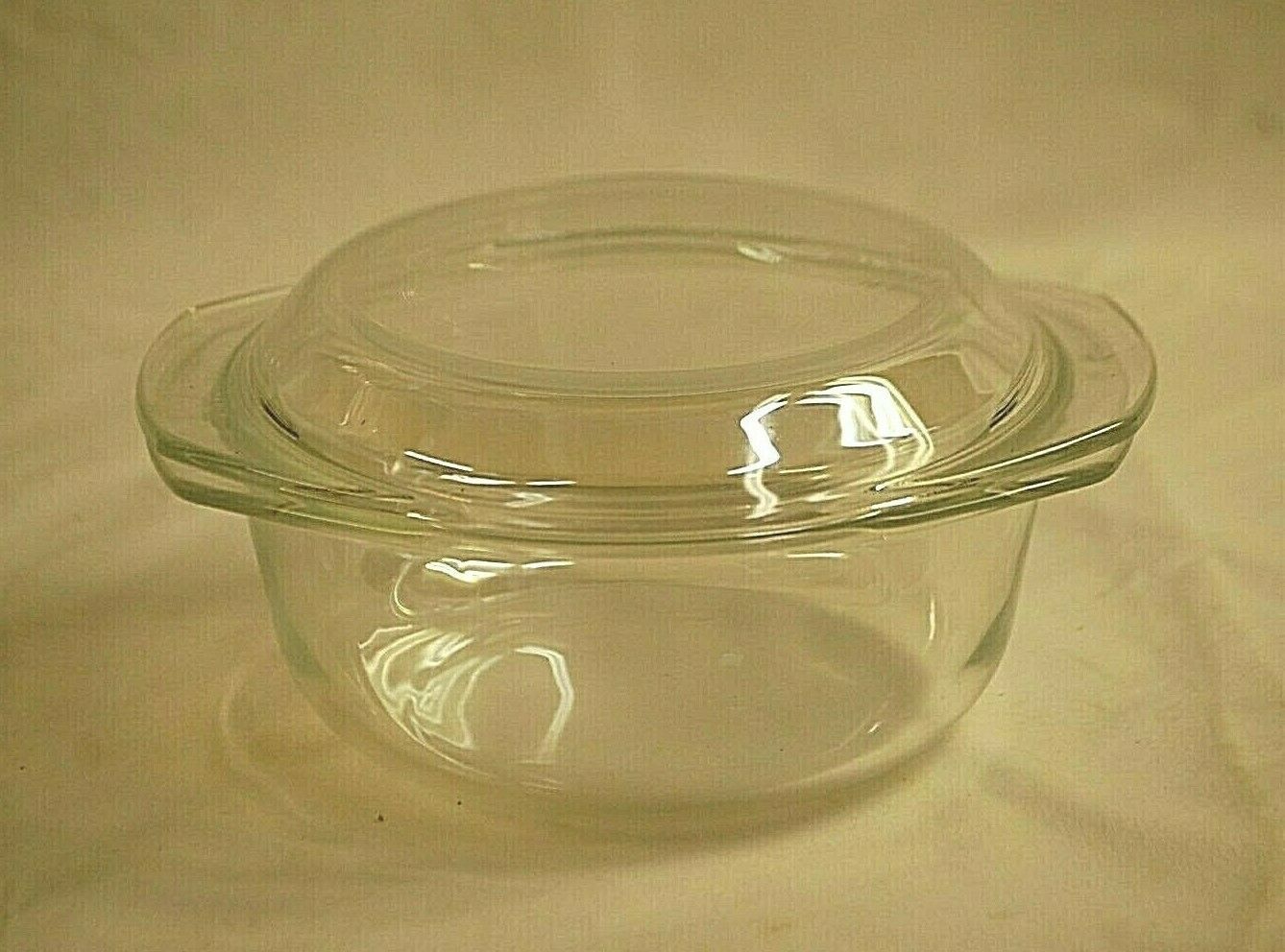 Primary image for Clear Glass Casserole Dish Serving Bowl w Tab Handles & Lid Glassware France