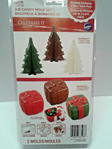 Christmas 3-D Cookie Candy Mold Set Tree Present Box Wilton 3 pack - £7.19 GBP