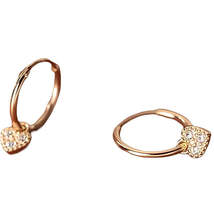 Anyco Earrings Fashion Rose Gold 925 Sterling Pave Zircon Love Heart Huggies  - £16.60 GBP