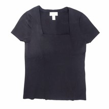 Talbot&#39;s Women&#39;s Black Knit Top Rayon Nylon Blend Square Neck M Hong Kon... - $16.70