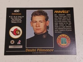 Dmitri Filimonov Ottawa Senators 1993 - 1994 Pinnacle Rookie Card #450 - £0.76 GBP