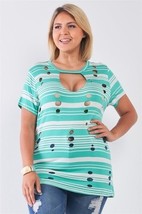 Plus Striped And Distressed Cut-out Top - $225.65 MXN