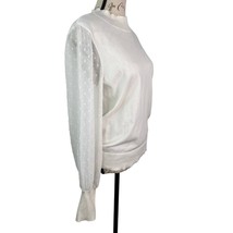 Vince Camuto Mock Neck Clip Dot Long Sheer Sleeve Sweater Women S Antique White - £12.98 GBP