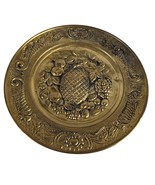 Vintage Raised Pineapple 14&quot; Golden Brass Tray Wall Hanging Made in England - €25,93 EUR
