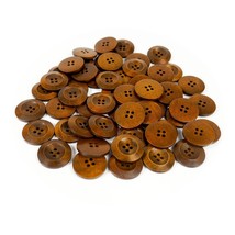 1 Inches Wooden Buttons Coffee Color With Wide Edge, 25Mm Premium Button... - £11.79 GBP