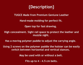 Fits HK VP9 4”BBL Masc Leather Paddle Holster With Open Top #1600# RH image 6