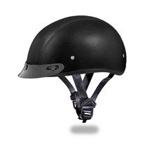 New Daytona Helmets Skull Cap Leather Covered Open Face Motorcycle Dot Helmet - $91.76+