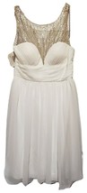 NWT White JS Collections Sequin Illusion Bodice Dress Sz 6 - £31.96 GBP