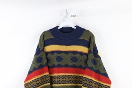 Vintage 90s Coogi Style Mens Large Ed Bassmaster Rainbow Wool Blend Knit Sweater - £79.09 GBP