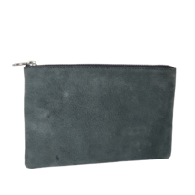 Madewell Blue Suede Leather Pouch Clutch Bag Snap Pocket Card Slots Wallet Zip - £22.93 GBP
