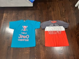 Lot of 2 Boys Kids Gildan Blue & Orange North Coast T-Shirts Size Large 12-14 - $7.42