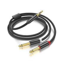 3.5Mm 1/8 TRS to Dual 6.35Mm 1/4 TS Mono Breakout Cable Y Splitter Stereo  - £8.13 GBP
