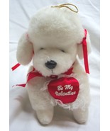 VINTAGE 1991 Valentine&#39;s Day WHITE POODLE DOG W/ HEART 8&quot; Plush STUFFED ... - $368.65 MXN