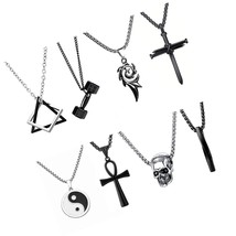 8Pcs Stainless Steel Pendant Necklace Cross Necklace - £31.12 GBP
