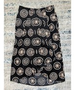 Joie Hi Low Pleated Faux Wrap Stretch Waist Midi Skirt Medium Medallion Black - $32.55