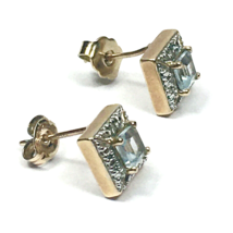 Aquamarine Stud Earrings Ross Simons Sterling Silver With Gold Vermeil - £23.09 GBP